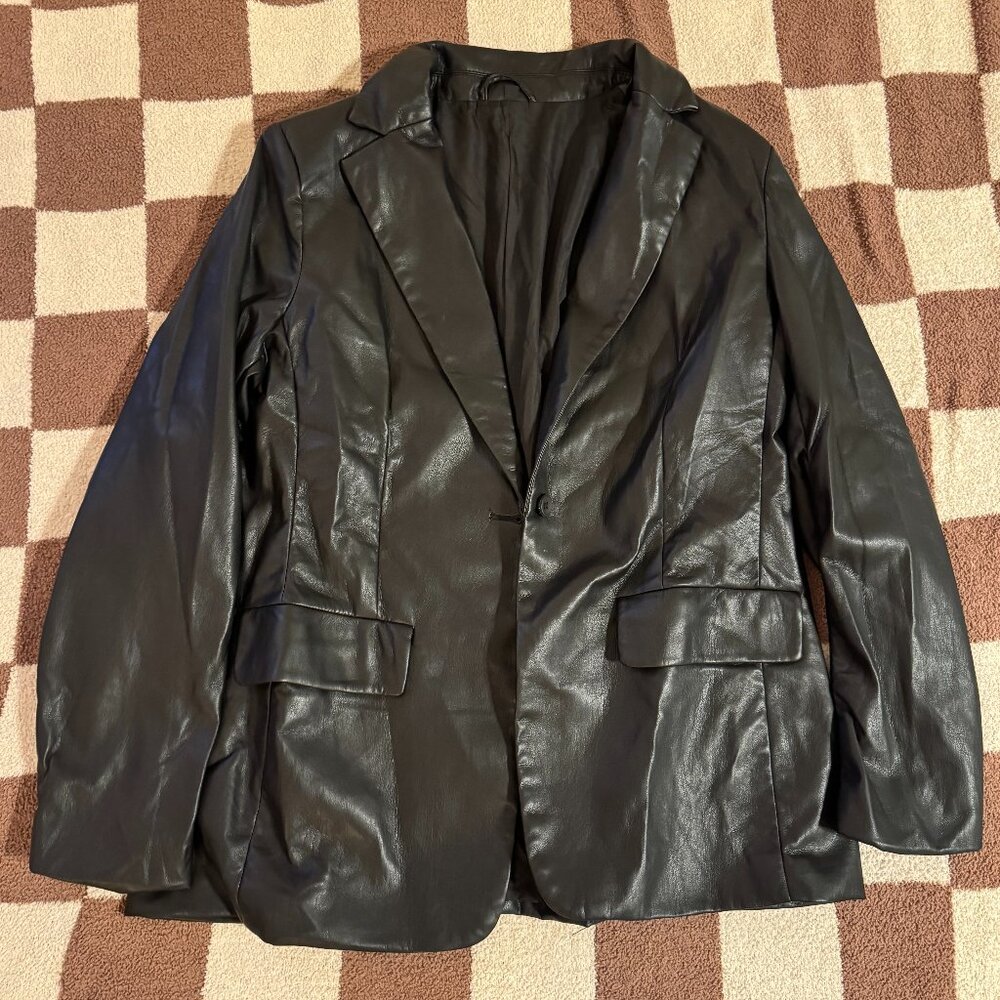 Faux Leather Blazer